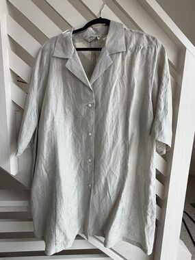 Marina Rinaldi Gray Linen Button-Up  Tunic